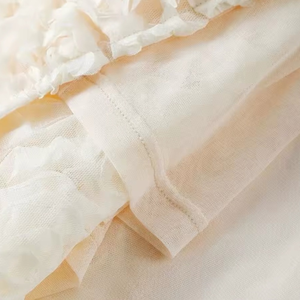 NEW💫CASA B |“Dreaming in Rose” 3D Floral Appliqué Ivory Plunge Neckline Dress - Picture 4 of 7